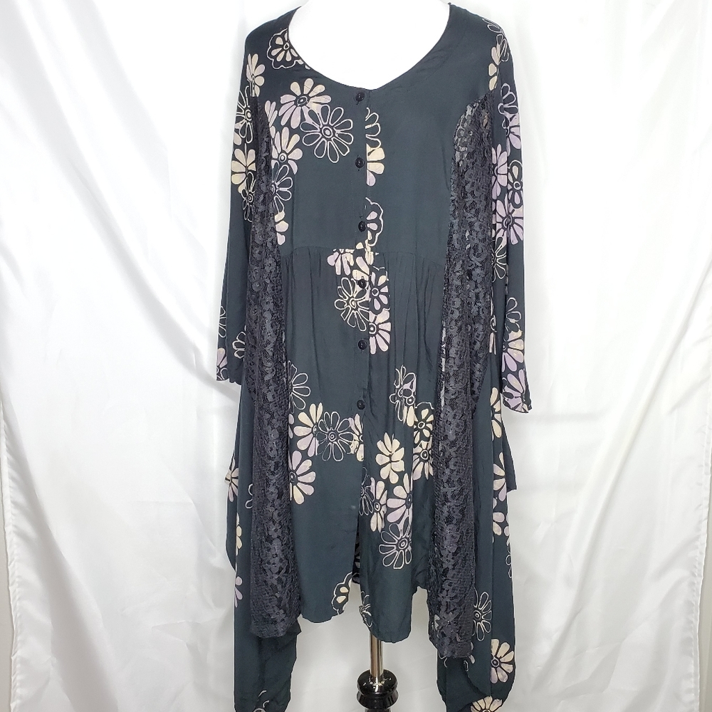 LOTUSTRADERS Floral Boho Lace Renaissance Dress